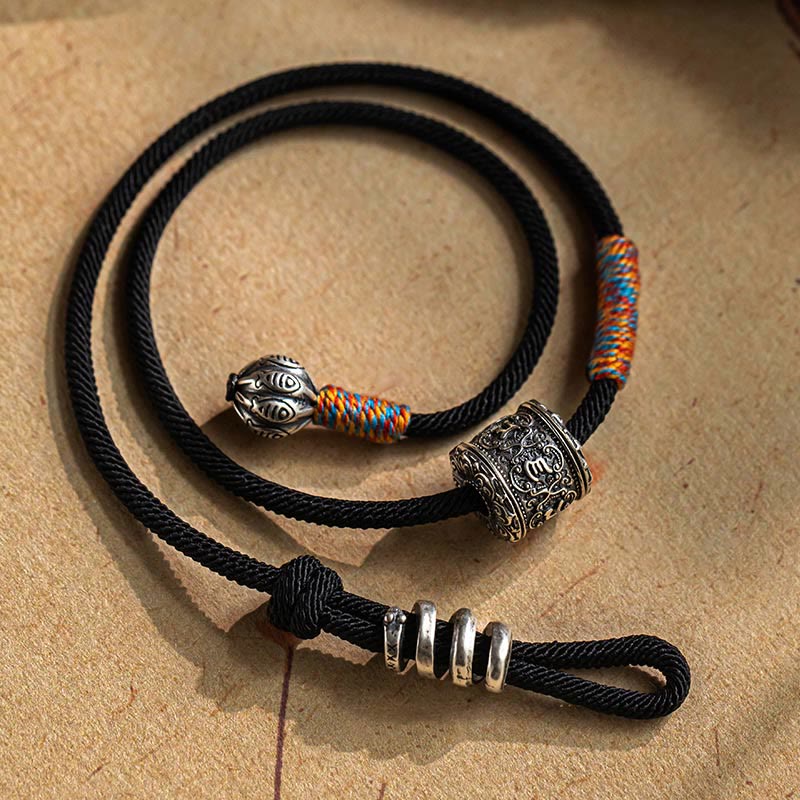 Buddha Stones Tybetańskie Om Mani Padme Hum Rzeźbiony Amulet Podwójnie Owijana Bransoletka
