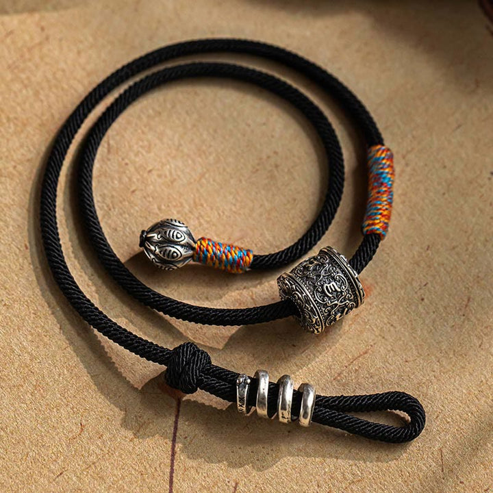 Buddha Stones Tybetańskie Om Mani Padme Hum Rzeźbiony Amulet Podwójnie Owijana Bransoletka