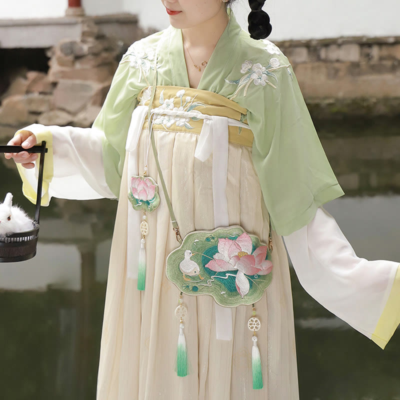 Buddha Stones Szczęście Haft Lotos Koi Ryba Królik Kwiat Hanfu Torba Crossbody Torba na Ramię - image 9