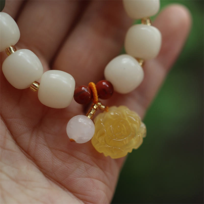 Bransoletka Buddha Stones Gradient Bodhi Seed Amber Lotus Peace