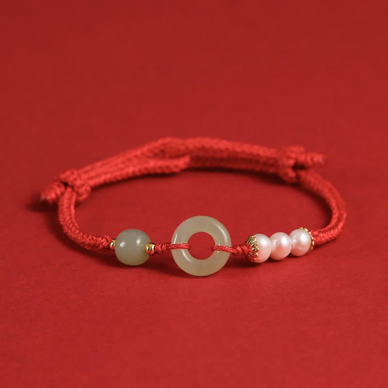 Bransoletka z naturalnych Buddha Stones Hetian Jade Pearl Peace Buckle Luck