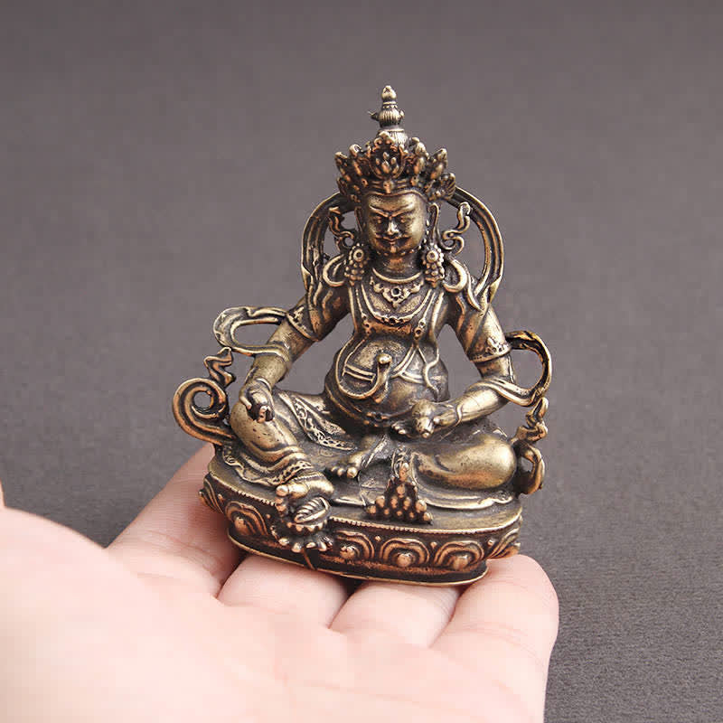 Buddha Stones Żółta Jambhala Figurka Bodhisattwy Spokój Miedziana Statua Dekoracja