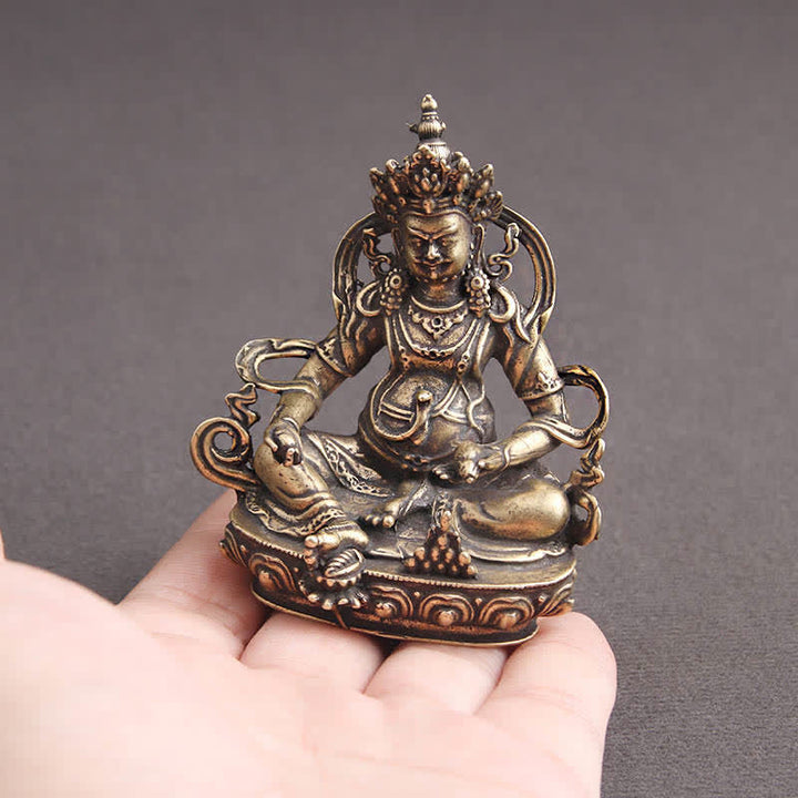 Buddha Stones Żółta Jambhala Figurka Bodhisattwy Spokój Miedziana Statua Dekoracja