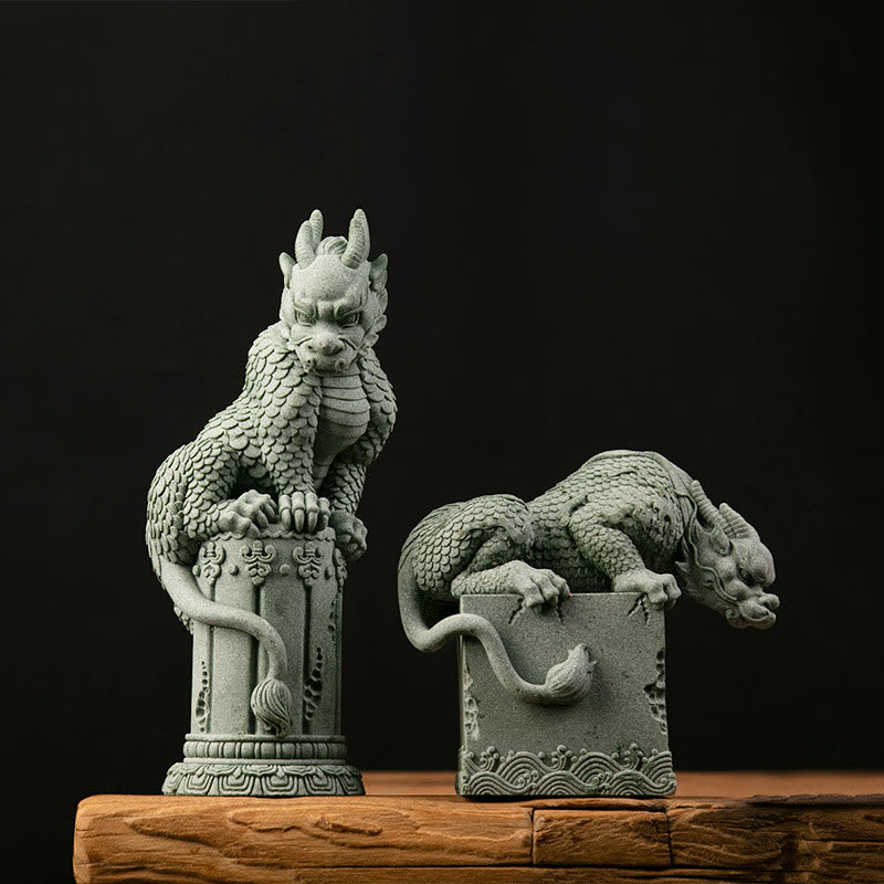 Buddha Stones Feng Shui Stojący Siedzący Smok Sukces Szczęście Dekoracja Domu - image 1