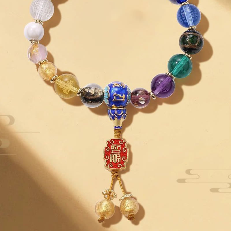 Buddha Stones Tybetańskie Kolorowe Kadzidło Popiół Liuli Szklane Koraliki Om Mani Padme Hum Dorje Wadżra 18 Koralików Nadgarstek Mala