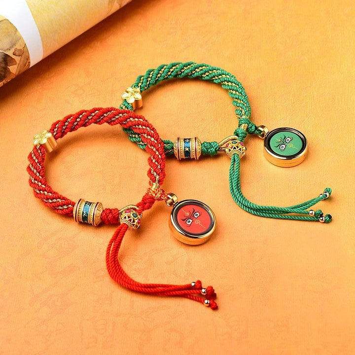 Buddha Stones Tybet Ręcznie Robione Pięć Bogów Bogactwa Szczęścia Thangka Amulet Koło Modlitewne Kwiatowy Urok Bransoletka Z Tkanego Sznurka