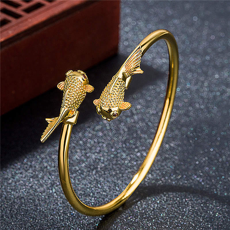 Bransoletka Buddha Stones Double Koi Fish Copper Prosperity Wealth