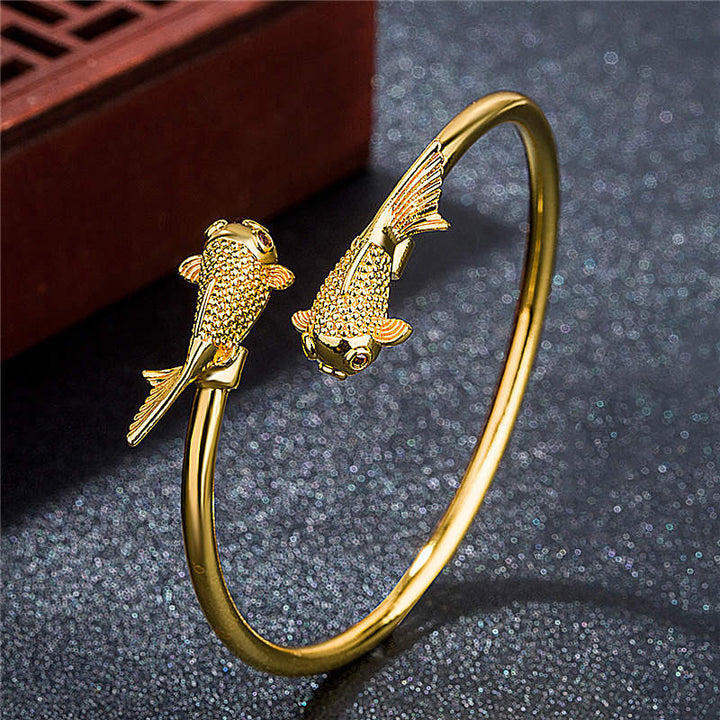 Bransoletka Buddha Stones Double Koi Fish Copper Prosperity Wealth