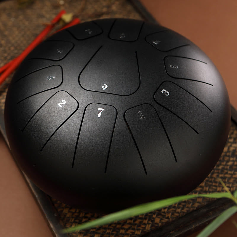 Buddha Stones stalowy językowy Dźwięk uzdrawiający uważność medytacja joga zestaw perkusyjny 11 nut 8 cali - Czarny - image 1