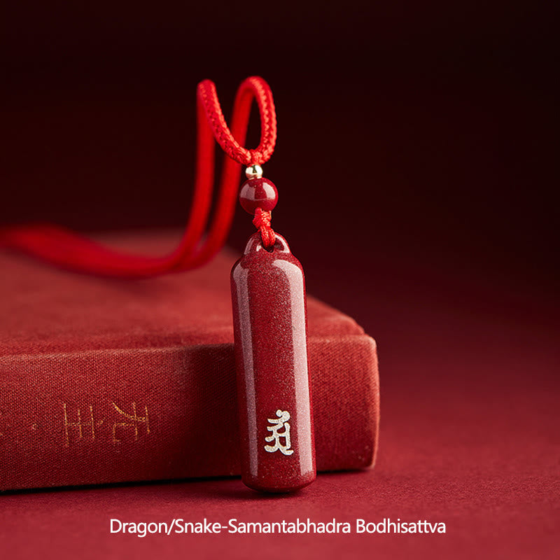 Chiński zodiak natalny budda cynober amulet ochrona sznurkowy naszyjnik wisior - Czerwony - Bodhisattwa Smok/Wąż-Samantabhadra - image 24