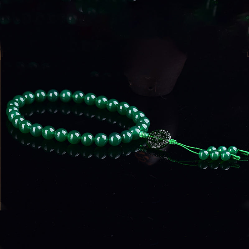 Buddha Stones Naturalny Zielony Agat Nadgarstek Mala Manifestacja Kieszonkowa Mala Dekoracja Samochodu