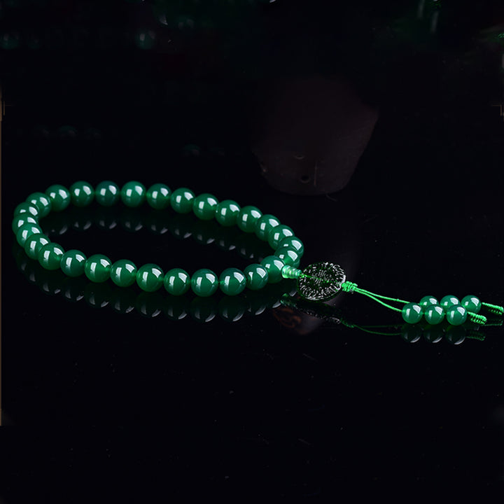 Buddha Stones Naturalny Zielony Agat Nadgarstek Mala Manifestacja Kieszonkowa Mala Dekoracja Samochodu