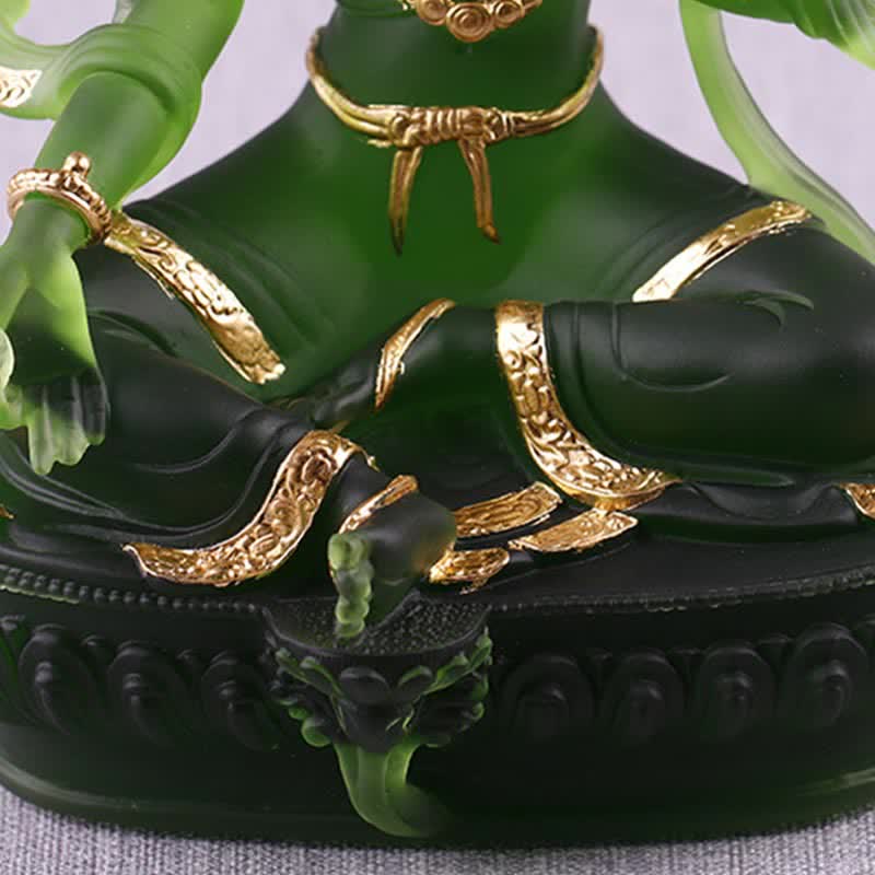 Buddha Stones Bodhisattwa Zielona Tara Ręcznie Robione Liuli Kryształowe Dzieło Sztuki Ochrona Domu Biuro Statua Dekoracja - image 10