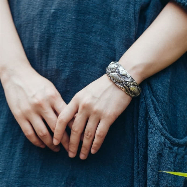 Buddha Stones Buddha Stones Ryba Koi Lotos Szczęście Bogactwo Bransoletka Bangle