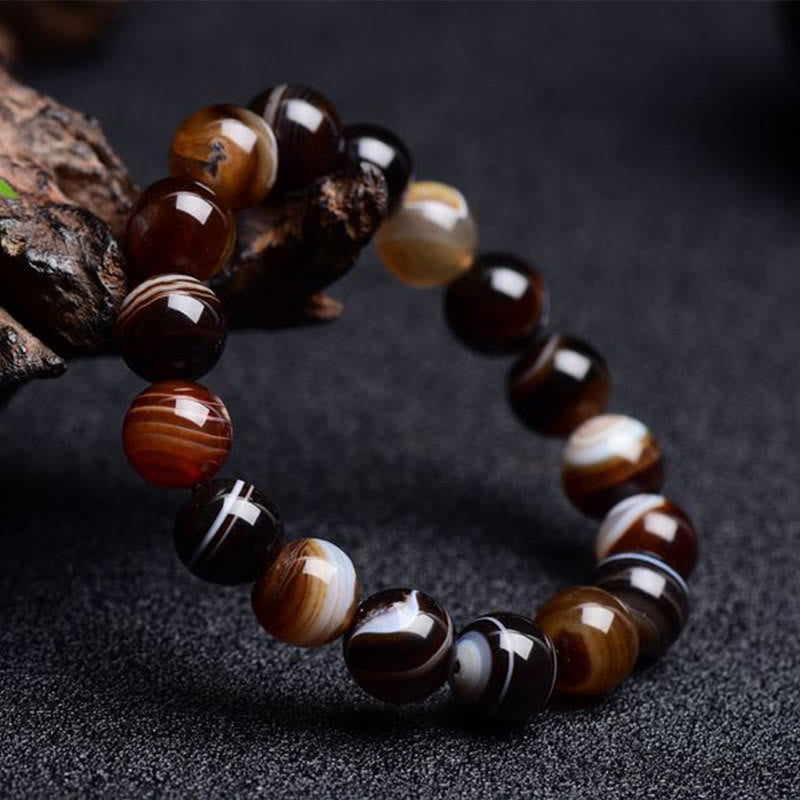 Buddha Stones Tybetański Sardonyx Szczęście Pozytywna Bransoletka