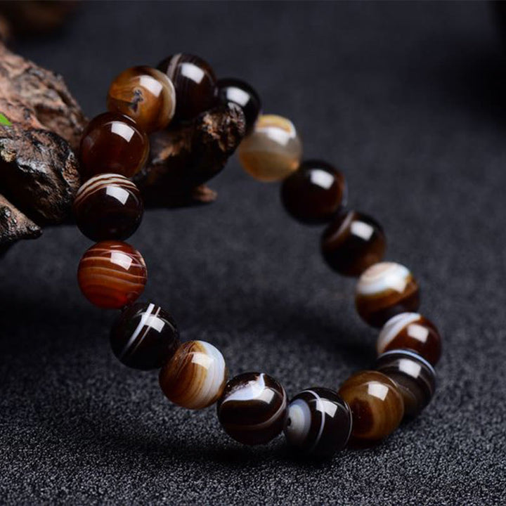 Buddha Stones Tybetański Sardonyx Szczęście Pozytywna Bransoletka