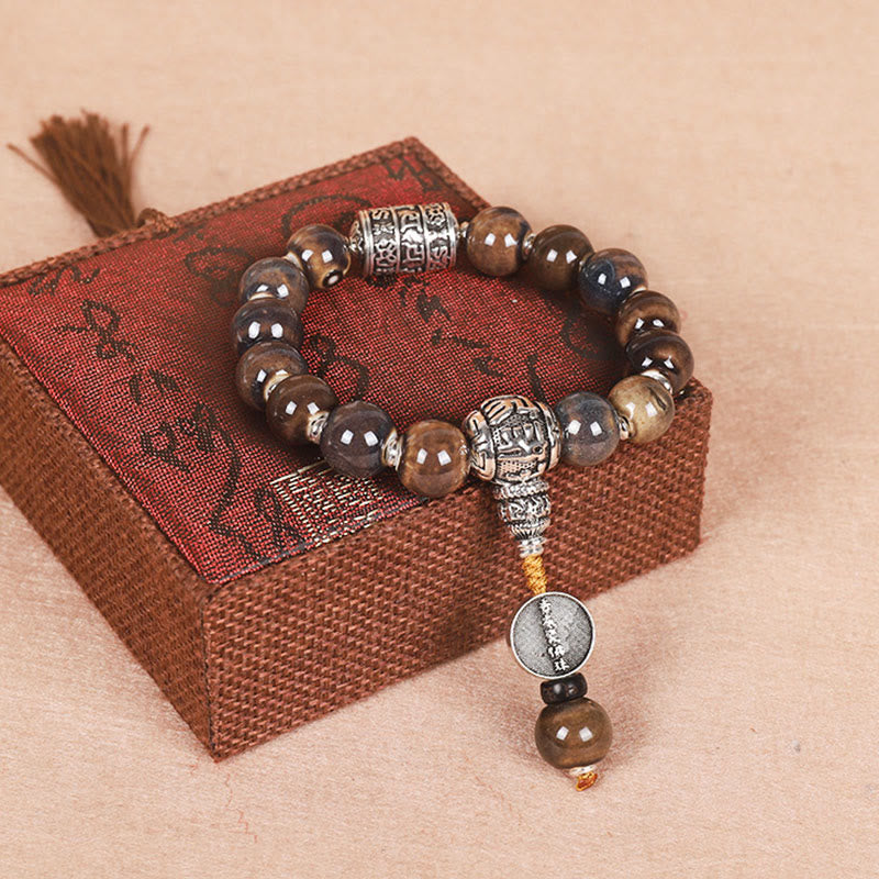 Buddha Stones Tybet Om Mani Padme Hum Koło Modlitewne Dorje Vajra Grawerowane Szklane Koraliki Bransoletka Mądrości