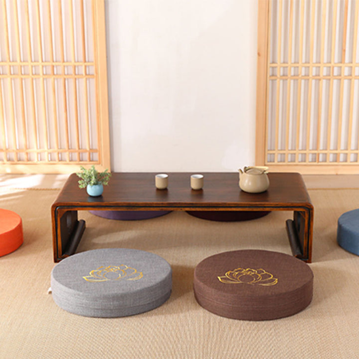 Poduszka do siedzenia do medytacji z haftem z Buddha Stones z lotosu z bawełny i lnu