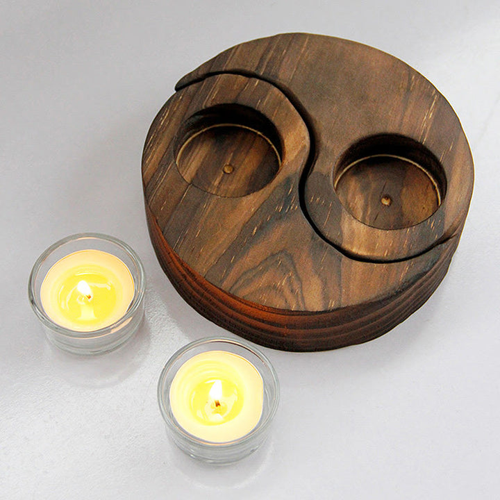 Buddha Stones Yin Yang Drewniany Świecznik Medytacja Rytuały Użyj Przedmiotów
