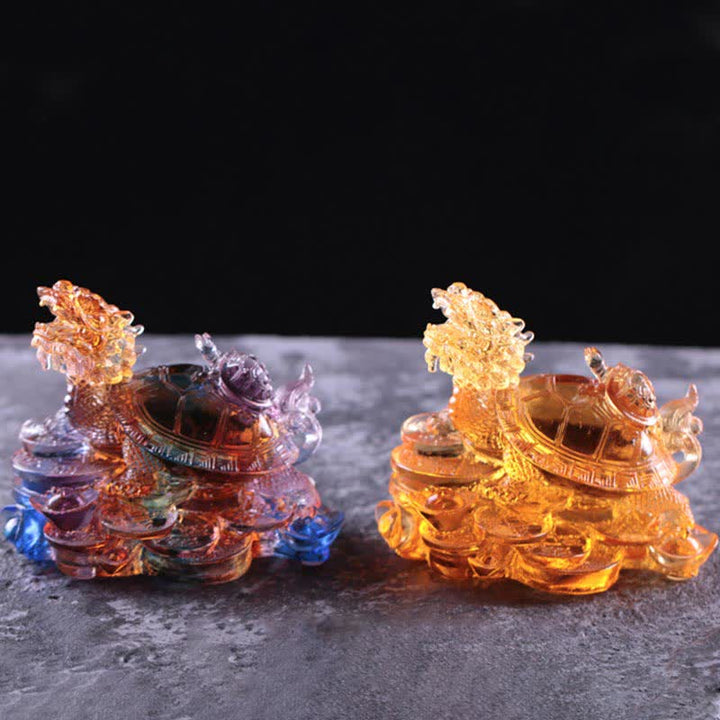 Buddha Stones Feng Shui Smok Żółw Monety Ręcznie Robione Kryształowe Szczęście Liuli Sztuka Dekoracja Domu Biuro