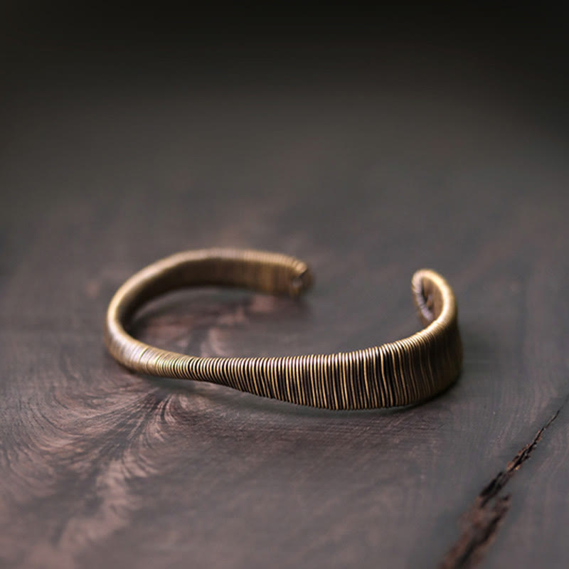 Bransoletka mankietowa z regulowanymi Buddha Stones w prostym wzorze, owinięta mosiądzem i miedzią, zapewniająca szczęście i bogactwo - image 5