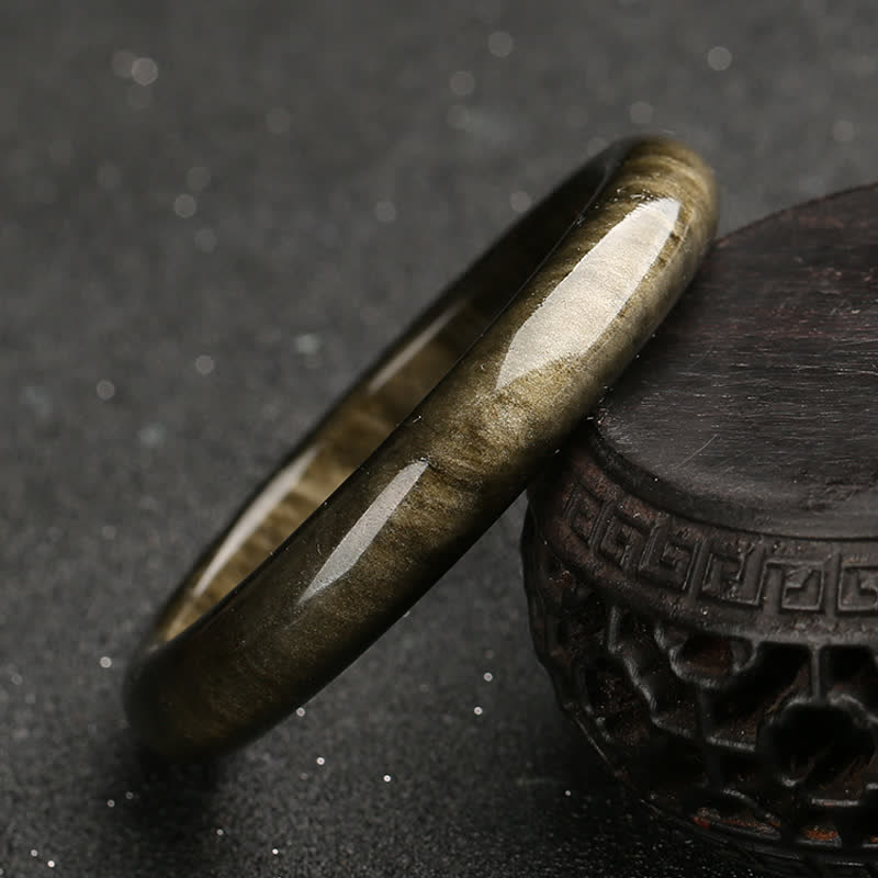 Buddha Stones Złoty połysk Obsydian Srebrny połysk Obsydian Ochrona Bransoletka Bangle