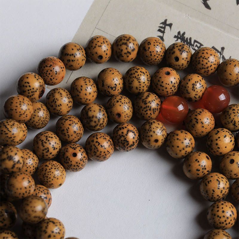 Buddha Stones 108 Koraliki Mala Bodhi Nasiona Czerwony Agat Bransoletka Pomyślności