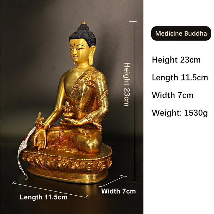 Budda Siakjamuni Medycyna Budda Współczucie Miedź Pozłacana Statua Dekoracja