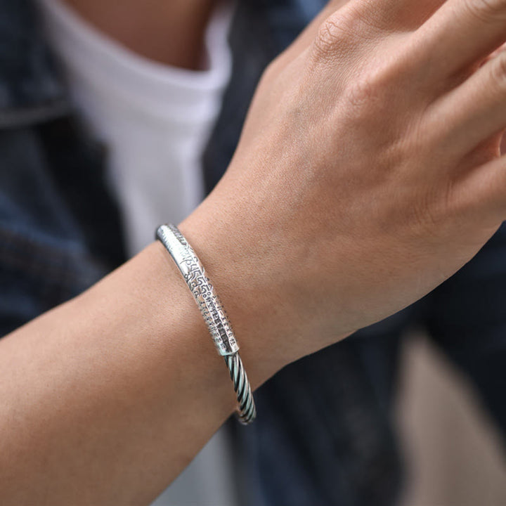 Buddha Stones Tybetańskie Om Mani Padme Hum Heart Sutra Czystość Bransoletka Mankietowa - image 8