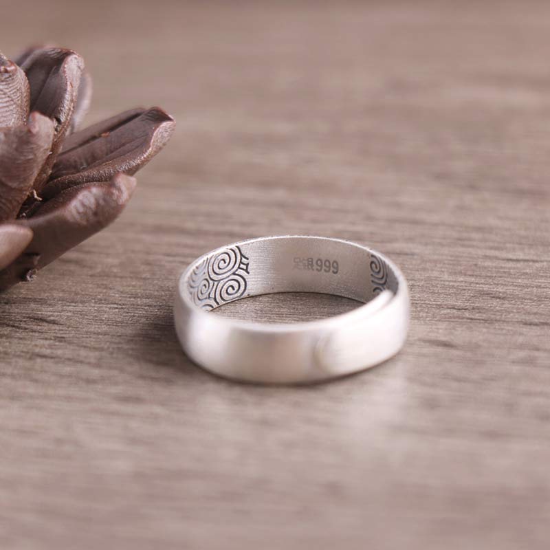 Buddha Stones 999 Srebro Sterlingowe Lotus Elephant Sześć Prawdziwych Słów Pierścień Błogosławieństwa - image 12