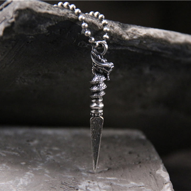 Buddha Stones 925 Srebro Sterlingowe Rok Smoka Projekt Dorje Vajra Ochronny Naszyjnik Wisiorek - image 4