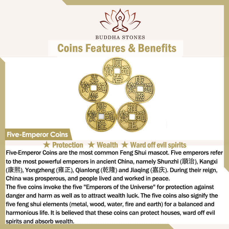 Feng Shui Bagua Mapa Peach Wood Monety Pięciu Cesarzy Chińskie Węzły Równowaga Mapa Energii Lustro