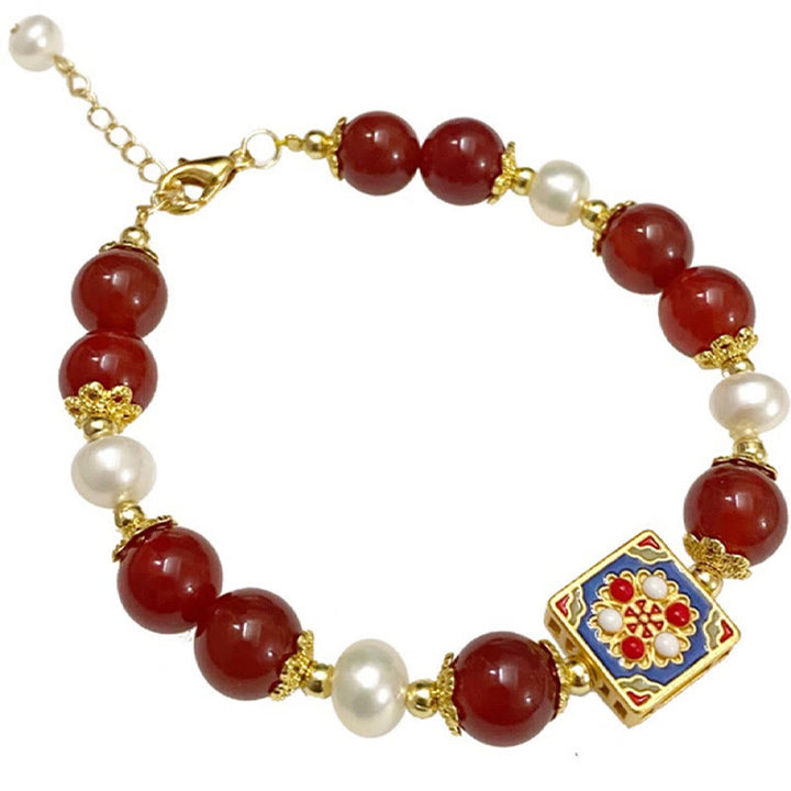 Buddha Stones Red Agat Pearl Confidence Self-accepting