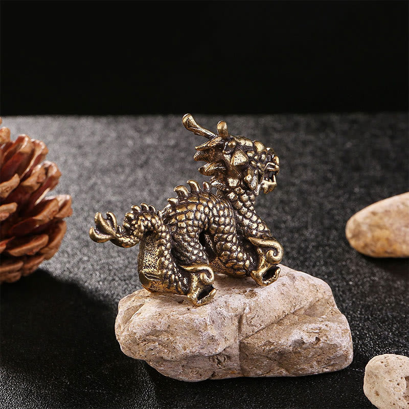 Buddha Stones Rok Smoka Mały Pomyślny Mosiężny Smok Szczęście Sukces Dekoracja Domu - image 2