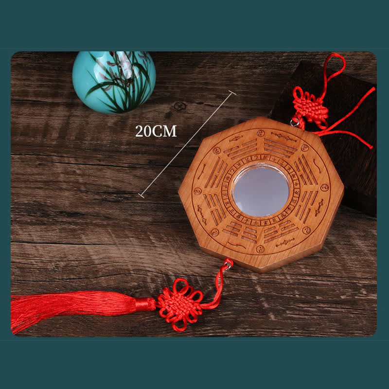 Feng Shui Bagua Mapa Peach Wood Monety Pięciu Cesarzy Chińskie Węzły Równowaga Mapa Energii Lustro - image 13