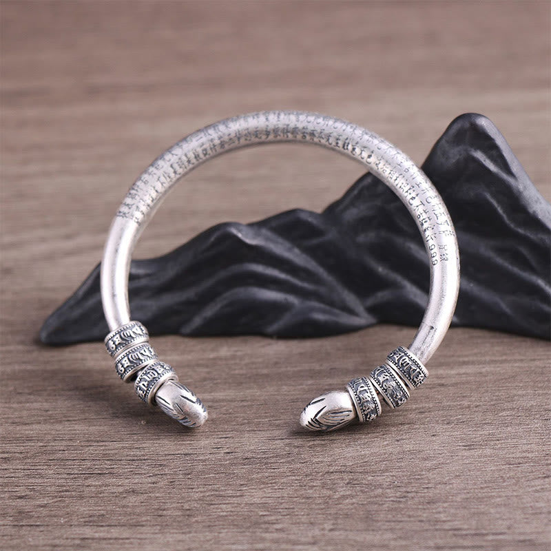 Buddha Stones 999 Srebro Sterlingowe Sutra Serca Om Mani Padme Hum Grawerowana Bransoletka Czystości Pokoju - image 5