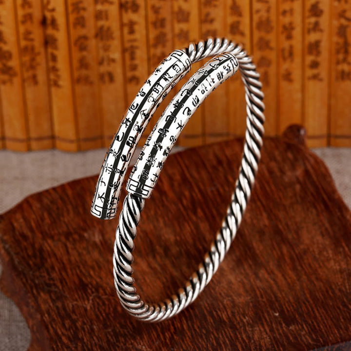 Buddha Stones Retro Sutra Serca Skręcony Wzór Wzór Równowagi Bransoletka Bangle
