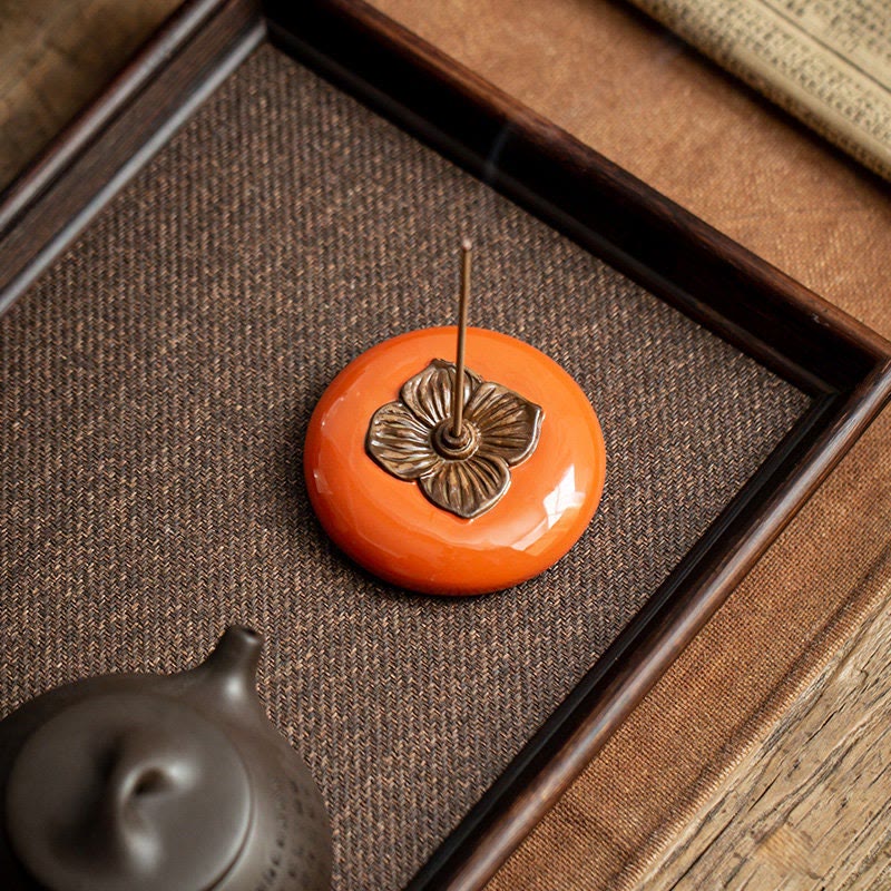 Kadzielnica ceramiczna Persimmon Meditation Healing Incense Burner Uchwyty na kadzidełka