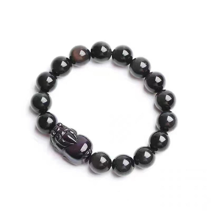 Buddha Stones FengShui PiXiu Tęczowa Obsydianowa Bransoletka Lecznicza