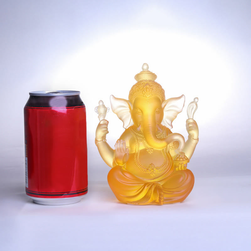 Buddha Stones ręcznie robione Ganesh Ganpati figurka słonia Liuli kryształowe dzieło sztuki ochrona statua dekoracja domu