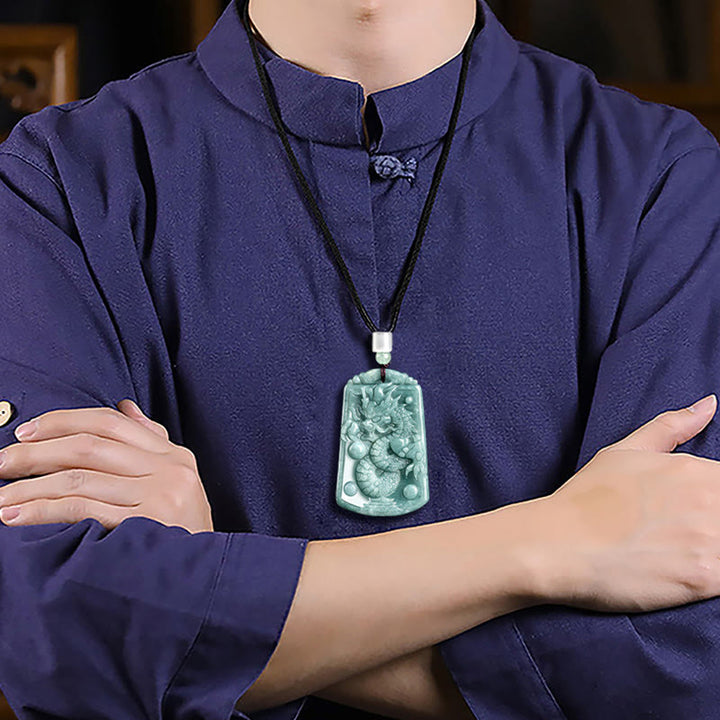 Buddha Stones Rok Smoka Chiński Zodiak Smok Podróżuje Po Świecie Naszyjnik Wisiorek Siła Jadeitu