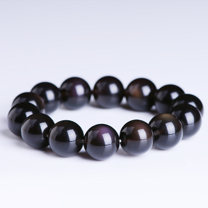 Bransoletka z naturalnego tęczowego obsydianu z Buddha Stones