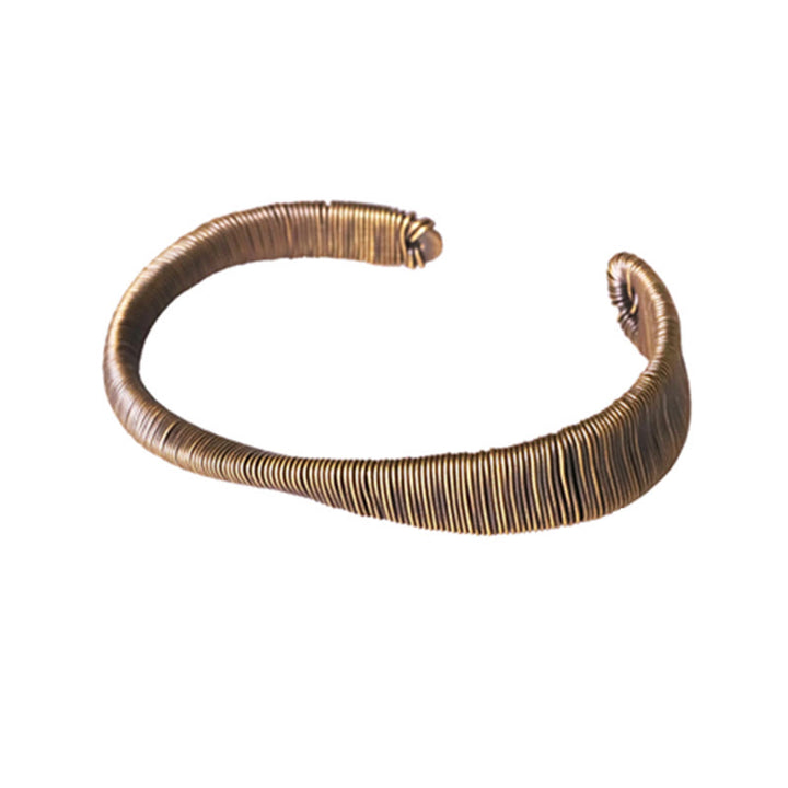 Bransoletka mankietowa z regulowanymi Buddha Stones w prostym wzorze, owinięta mosiądzem i miedzią, zapewniająca szczęście i bogactwo - image 13