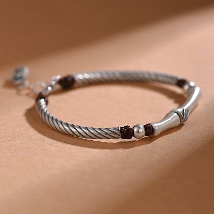 Buddha Stones 999 Srebro Sterling Wzór Bambusa Bransoletka Cicada Luck Wealth - image 10