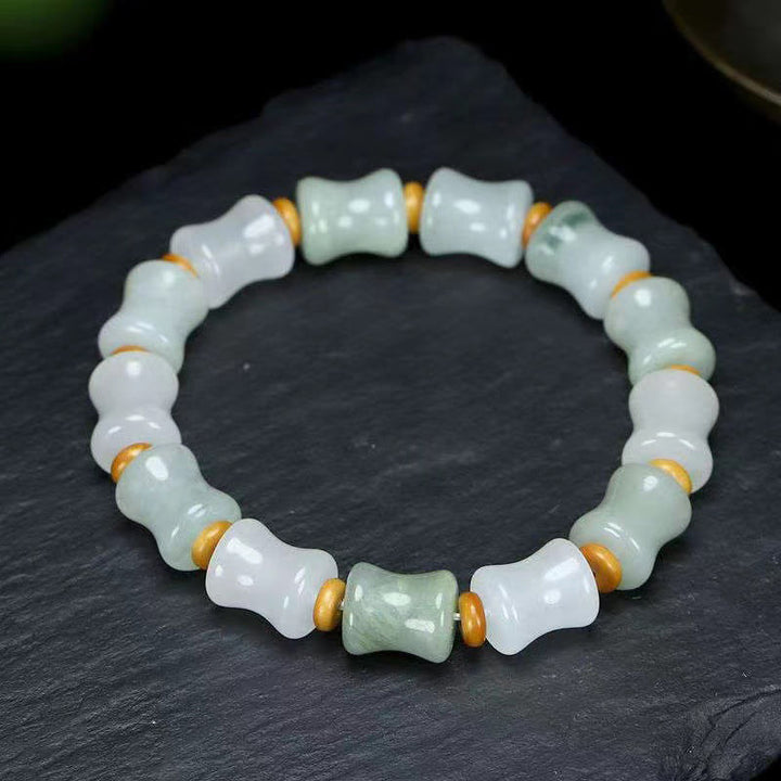 Bransoletka z Buddha Stones Jadeit Kokosowy Wzór Bambusa Obfitość Szczęście