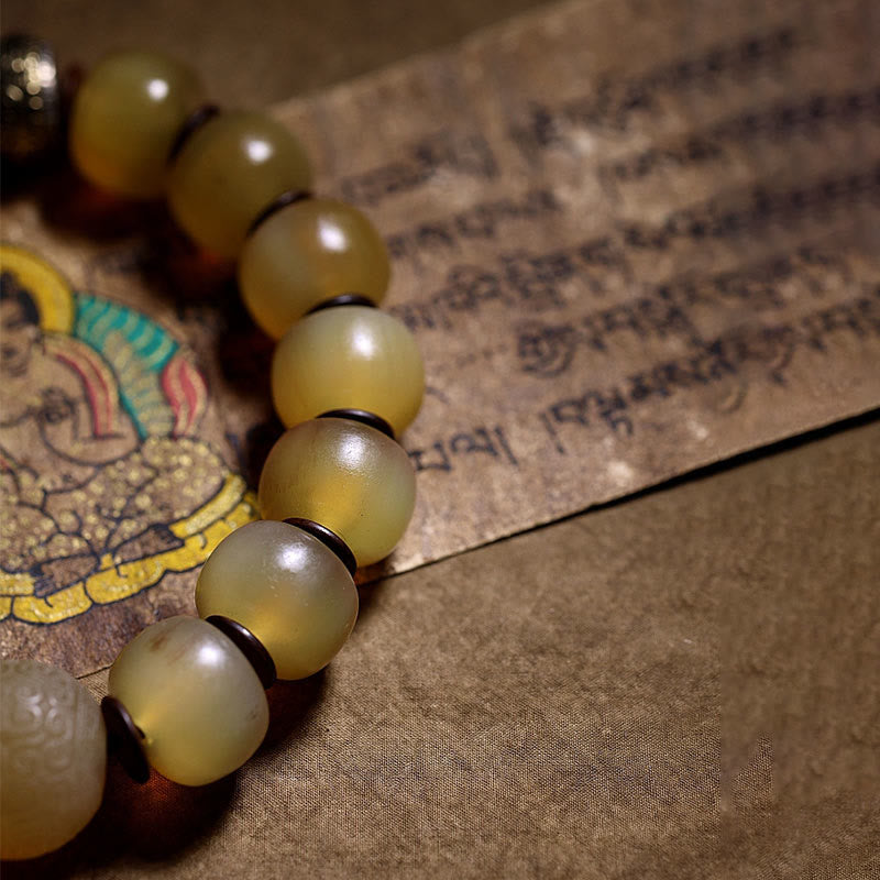 Buddha Stones Ręcznie Robione Tybetańskie Rogi Owcze Om Mani Padme Hum Bransoletka Pomyślności
