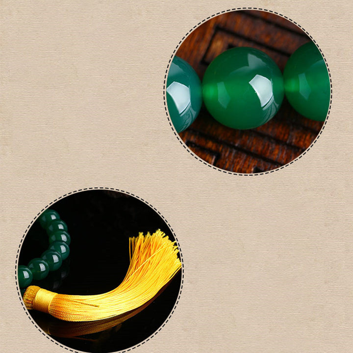 Buddha Stones Naturalny Zielony Agat Mala Nadgarstek Moc Frędzle Kieszonkowa Mala Dekoracja Samochodu