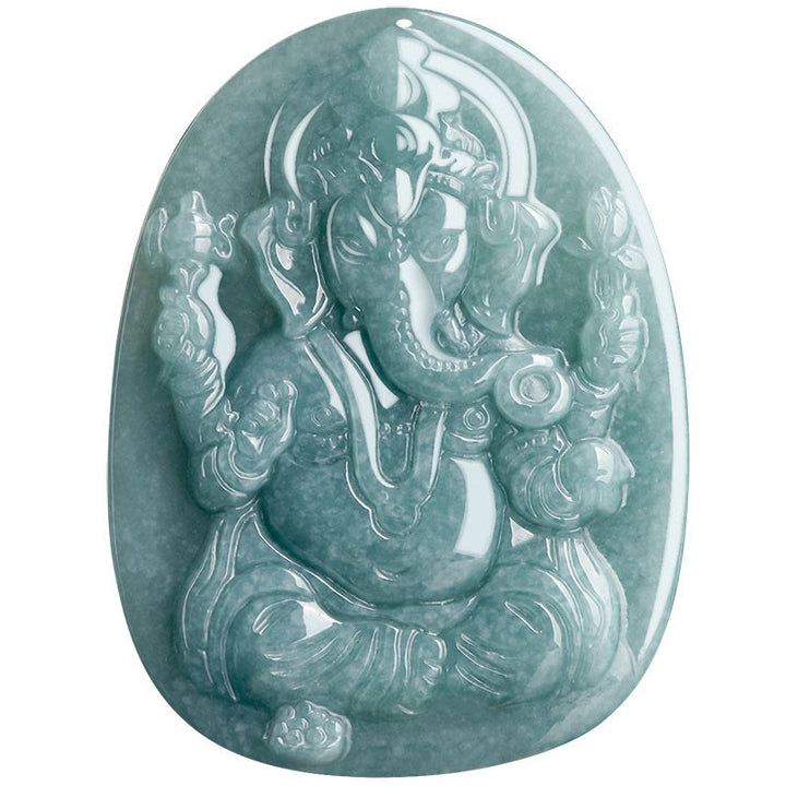 Buddha Stones Naturalny Jadeit Ganesh Ganpati Ochrona Słonia Amulet Naszyjnik Wisiorek