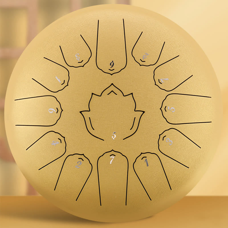 Buddha Stones stalowy językowy Dźwięk uzdrawiający uważność wzór lotosu Joga zestaw perkusyjny 13 nut 12-calowy instrument perkusyjny