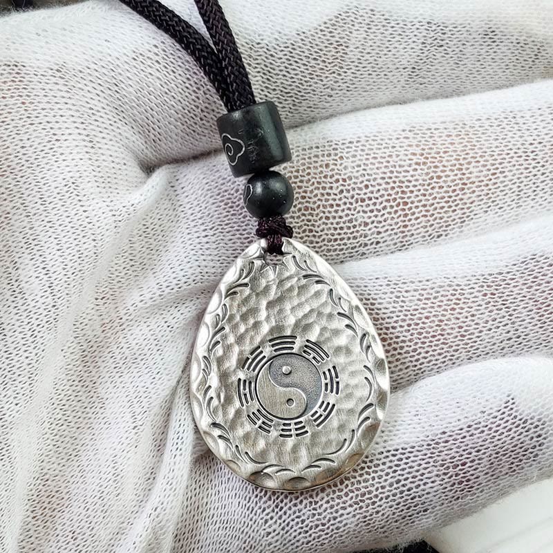 Buddha Stones Vintage 999 Srebro Sterlingowe Yin Yang Bagua Woda Kropla Projekt Równowaga Harmonia Naszyjnik Wisiorek - image 10
